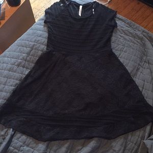 Lacy Short Sleeved Black Dress